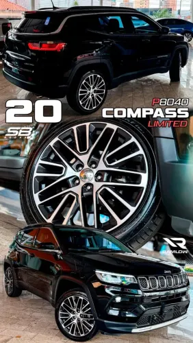 Rodas aro 20 Jeep Compass Limited preta com diamantado 5x110 novas