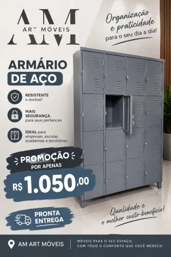 roupeiro em aço com 16 portas pequenas