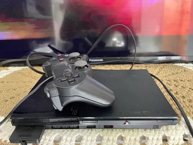 PS2 Slim com Controle - Leitor Funcionando Normalmente