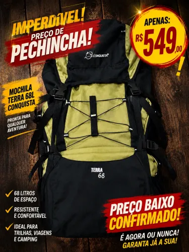 MOCHILA THE NORTH FACE 68L ORIGINAL CONQUISTA | ESTADO DE NOVA | R$ 549 SÓ HOJE!