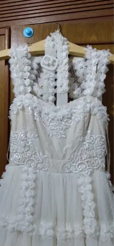 Vestido de Noiva Nunca Usado - Pó de Arroz 