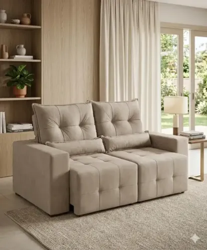 Sofá Lisboa Caramelo Retrátil Reclinável Oferta