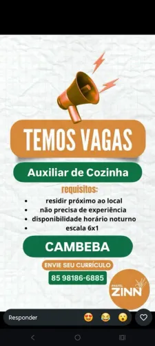 Vaga auxiliar de cozinha 