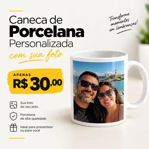 Caneca porcelana personalizada - $30.00