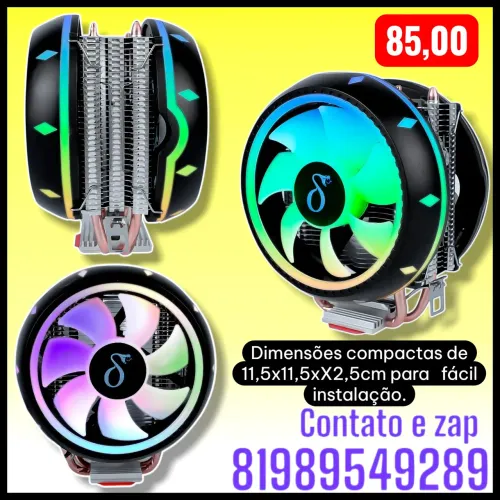 Cooler Fan Led Rgb Resfriamento P/ Processador Ventoinha Cpu