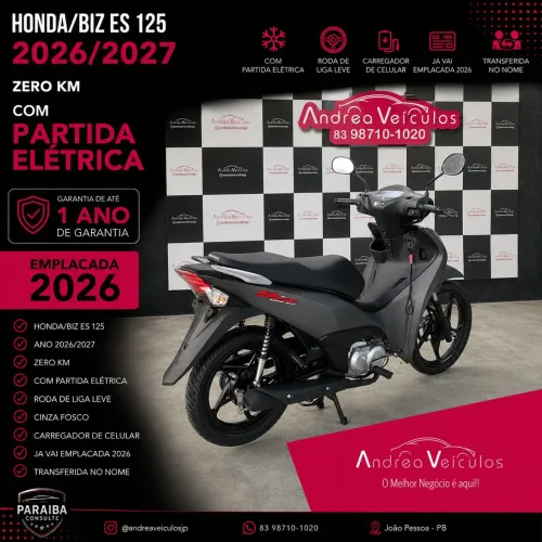 -HONDA/BIZ ES 125CC 2026/2027 0KM C/PARTIDA ELETRICA COM GARANTIA DE FÁBRICA!
