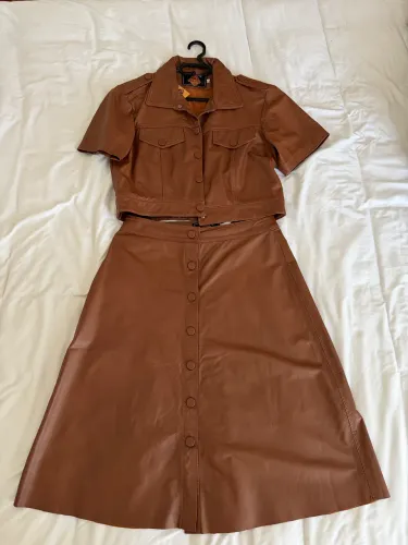 Conjunto de couro legítimo marrom