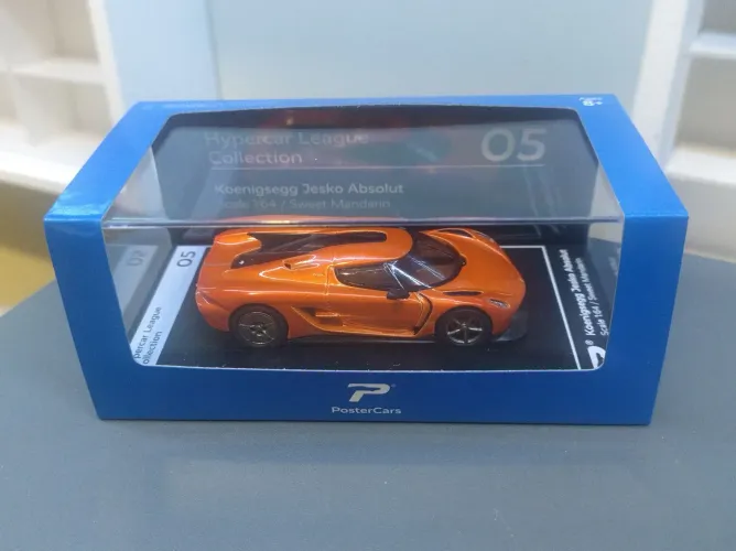 Miniatura Koenigsegg Jesko Absolut 1:64 Poster Cars Laranja Hupercar 05 Novo
