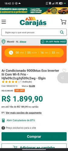 Split Elgin 9.000 BTUs - completo 