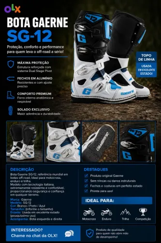 Bota Gaerne SG-12 ? Branco/Preto/Azul