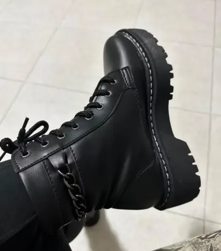 Coturno Feminino Tratorado militar preto sapato calçado