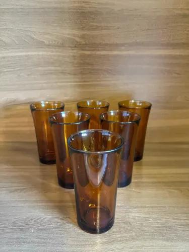 6 copos Duralex âmbar longos 