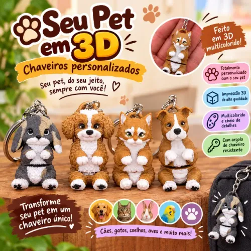 Chaveiro personalizado do seu Pet ingressos em 3d, sob encomenda. (Ler descrição)