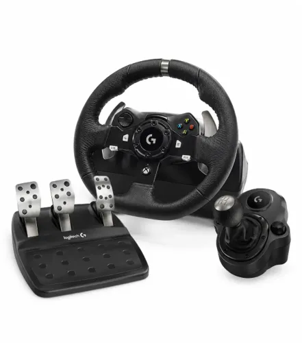 Volante Logitech G920 + Câmbio Sequencial 6 Marchas e Ré + Pedaleira - PC e Xbox