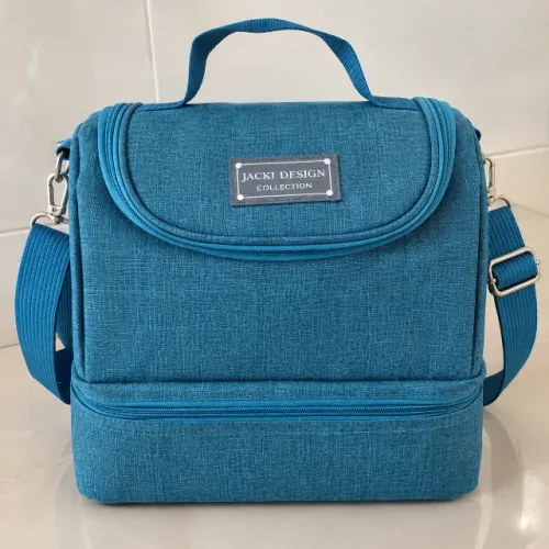 PROMOÇÃO Bolsa Térmica Lancheira 2 Andares Fitness com Alça NOVO Azul