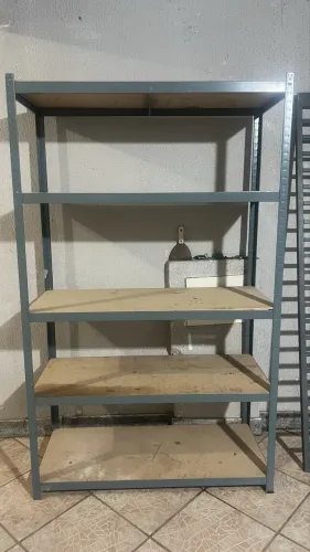 Estante de Aço e Madeira MDF com 5 Prateleiras Cinza Carga 196x120x50cm 1500kg Spaceo