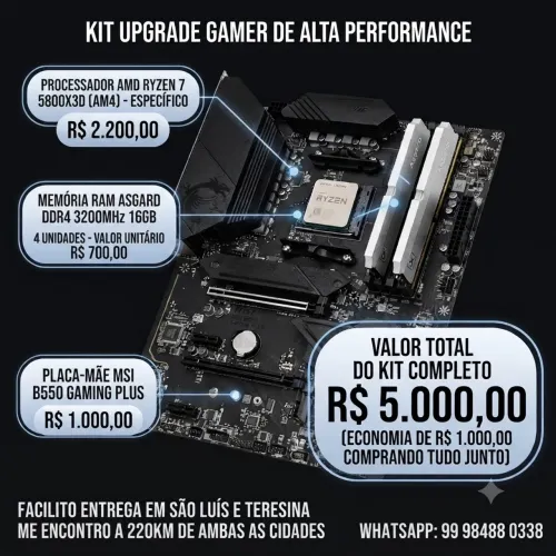 ? KIT GAMER TOP DE LINHA / UPGRADE AM4 - PREÇO ESPECIAL NO KIT OU PEÇAS SEPARADAS!