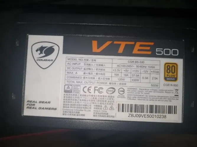 fonte cougar VTE 500w 80 plus bronze
