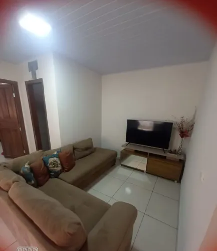 Sofá de canto marrom + TV Philco 42 vai com a TV Box +  Painel suspenso 
