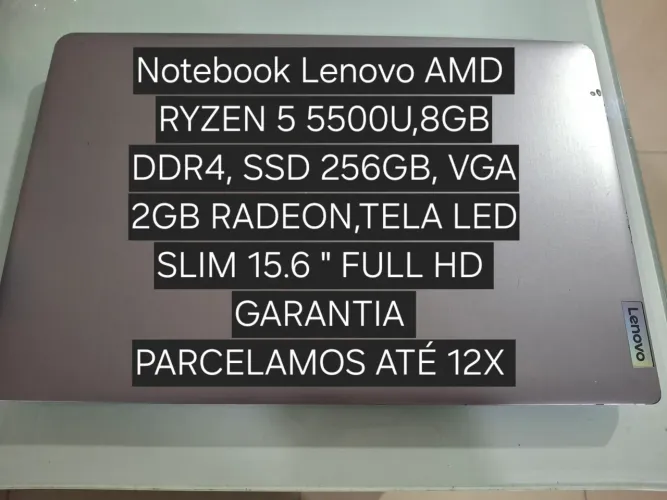 Notebook Amd Ryzen 5 5500U,8GB Ddr4,Ssd 256GB, Vga 2GB  Radeon - Garantia. 