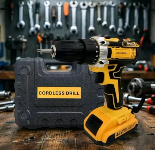 Parafusadeira e Furadeira Sem Fio 48V Cordless Drill 2 Baterias Maleta Completa