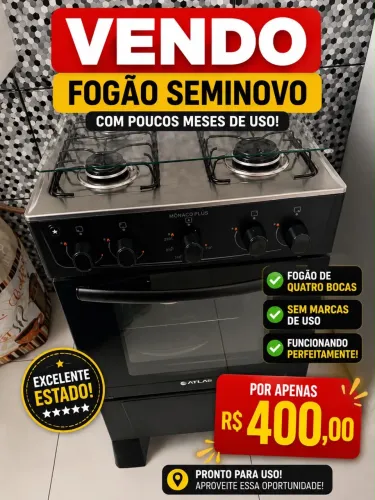 Fogão 4 bocas atlas semi novo