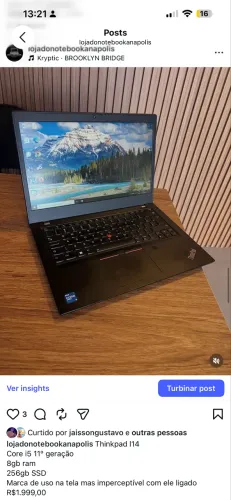 Notebook Thinkpad l14 i5 11º 8gb ram 256gb SSD teclado retroiluminado 