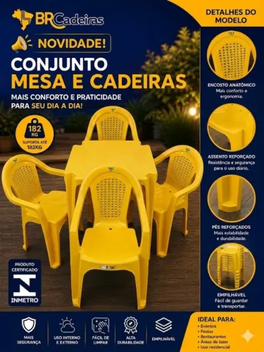 Mesa com 04 Poltronas Testadas em 182kg