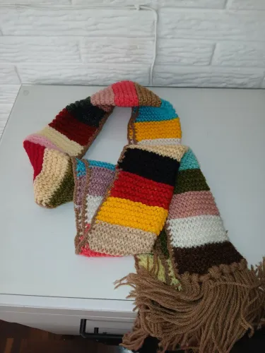Cachecol tricot artesanal listrado 