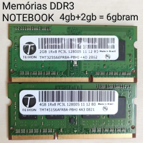 2-Memorias Para Notebook DDR3 ( 6gbram )