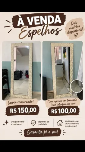 Vende-se 2 espelhos 1,65 de altura 
