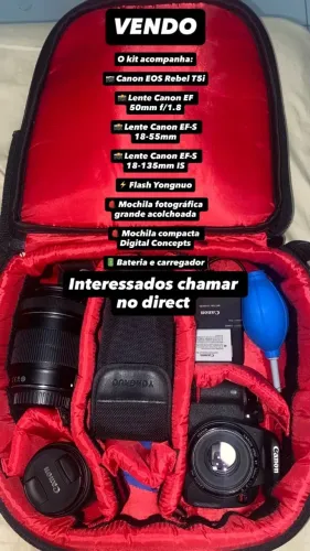 KIT MÁQUINA FOTOGRÁFICA CÂNON LENTES E ACESSORIOS