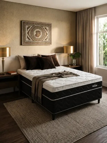 Cama Box Casal Grécia Topázio (Base + Colchão Molas Ensacadas) - Entrega Imediata;