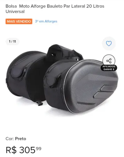 Vendendo esses alforges laterais 