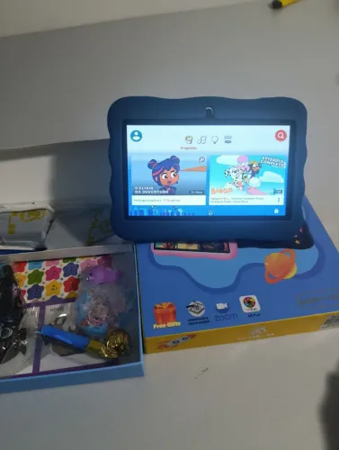 Tablet stitch azul 128gb memória infantil controle parental