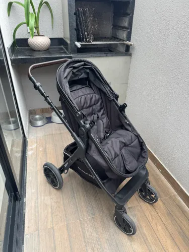 Carrinho Kansas Preto Bebê Conforto E Base - Premium Baby