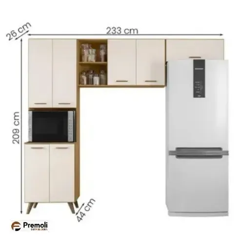 Cozinha Olinda 3 peças - Off White Freijó
