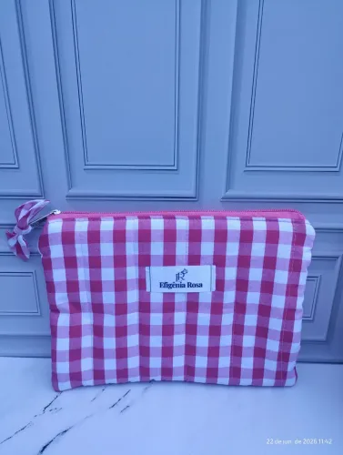 Nécessaire Slim Xadrez Rosa Pink