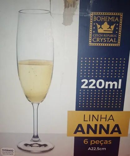 Taças Anna cristal 220ml champanhe transparente jogo com 6