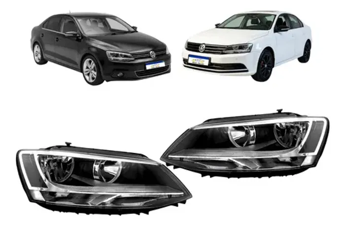 Par Farol Vw Jetta 2011 A 2016 Mascara Negra Foco Duplo Novo Ambos Lados
