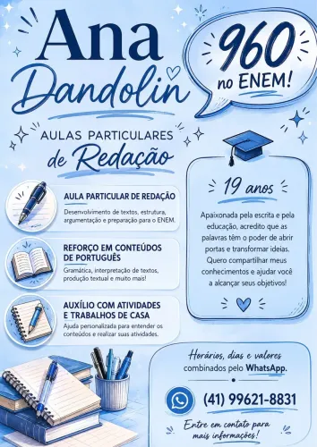 AULAS PARTICULARES DE PORTUGUÊS E REDAÇÃO