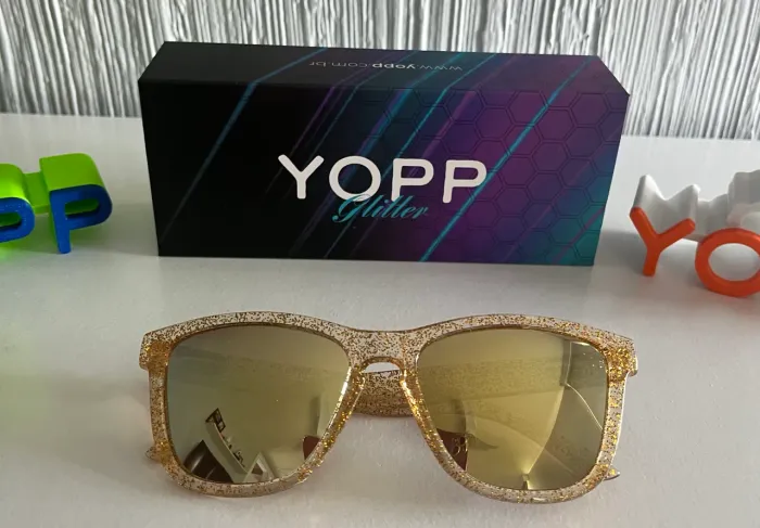 Óculos de Sol Polarizado Uv400 Glitter Ouro -Yopp