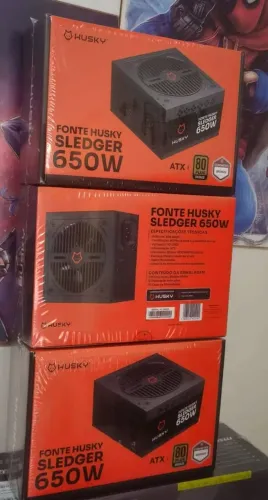 fonte husky sledger 650w 80 plus bronze cybenetcs bronze pfc ativo bivolt nova lacrada