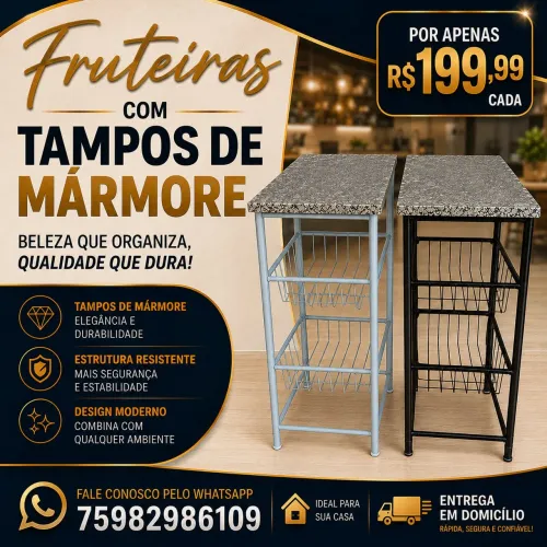 Fruteiras com dois cestos e tampos em mármore