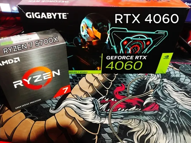 PLACA DE VIDEO RTX 4060 + PROCESSADOR RYZEN 7 5700X