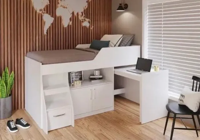 Cama Multifuncional Solteiro com Escrivaninha com colchão