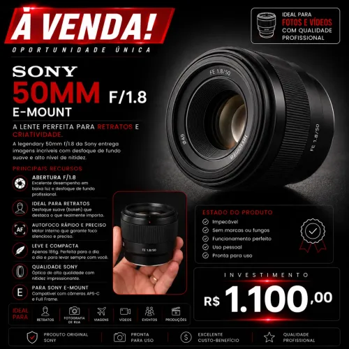 SONY 50mm 1.8 IMPECÁVEL | E-Mount