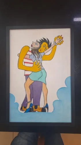 PAINEL PINTADO EM ACRILICO - OS DANÇARINOS