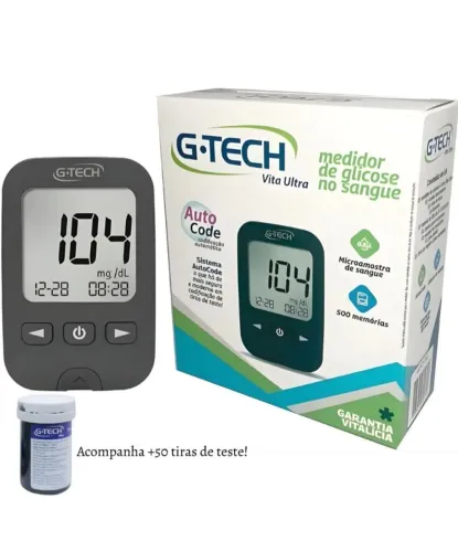 KIT GLICEMICO G-TECH + 50 TIRAS DE TESTE 