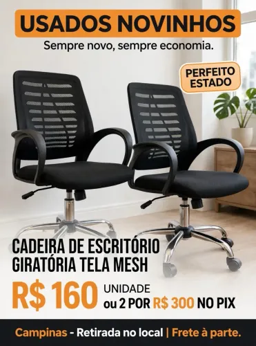 Cadeira De Escritório Giratória Tela Mesh - 2 Unidades - R$160 Cada